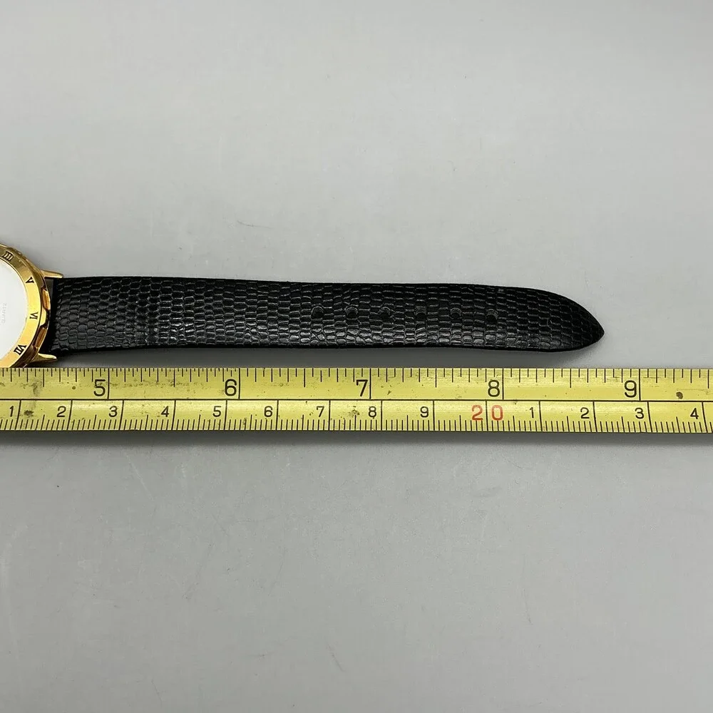 Cenere 822 Womens Watch 32mm MOP Dial Gold Tone Black Leather New Battery